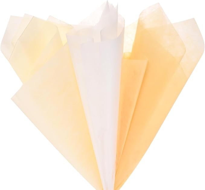 M METERXITY 60-Sheet Korean Cotton Wrapping Flower Paper, Waterproof Floral Wrapping Cotton Paper for Bouquets/Gift Packaging [White,Beige,Yellow]