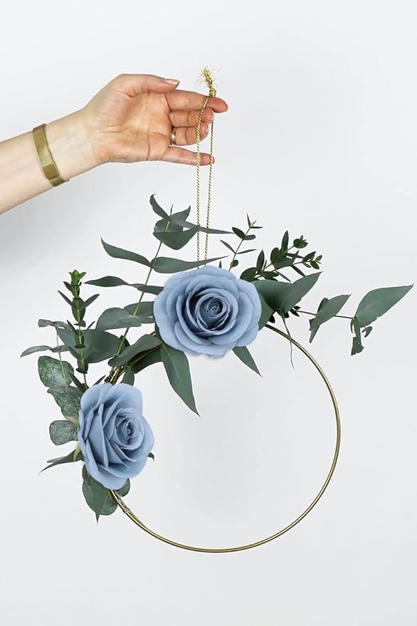 Artificial Rose Flower Artificial Flowers Flower with Long Stem Silk Roses Bouquet for Wedding Bridal Shower Party Home Decoration (Dusty Blue, 50 Pcs)