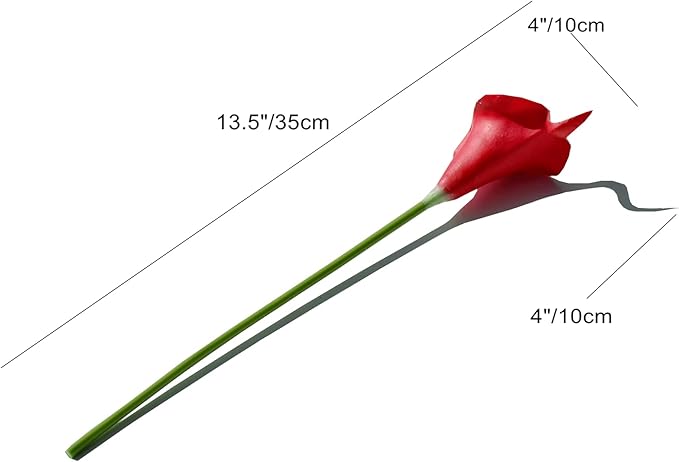 Mandy's PU Red Calla Lily Artificial Flowers 20 Stems 13.5in Faux Realistic Centerpiece for Thanksgiving and Christmas Decorations DIY Bridal Bouquet Home Décor