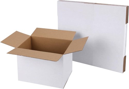 CRUGLA White Shipping Boxes - Set of 6 Corrugated Cardboard for Small Business Mailing | 8x6x6 Inches
