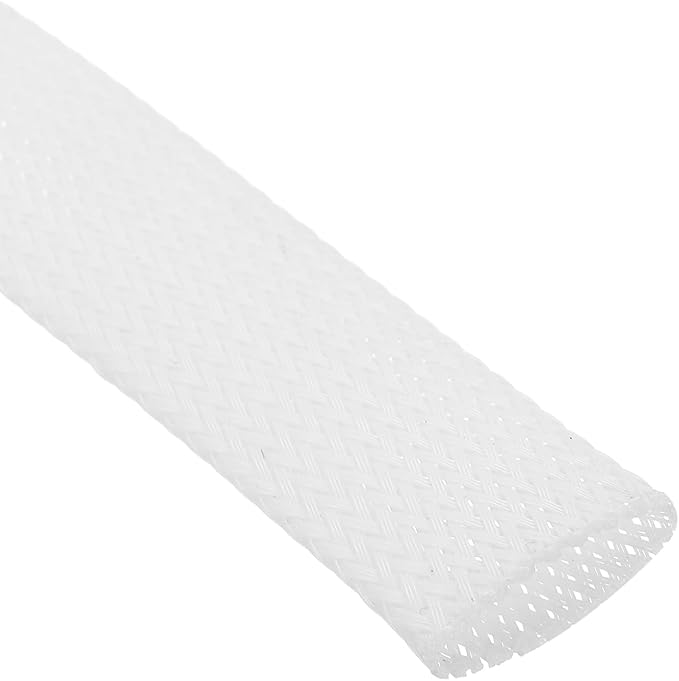 uxcell Expandable Sleeving,1 3/16-inch 25ft Cable Sleeve, White
