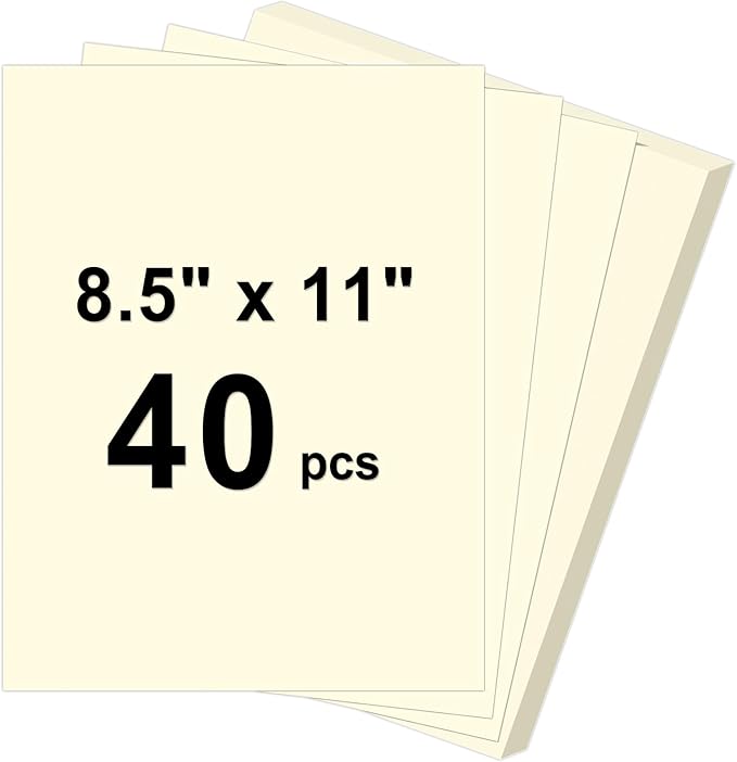 40 Sheets Cardstock 8.5x11, 65lb Cream Card Stock, Construction Paper, 180gsm Thick Printer Paper for Printing, Painting, Card Making, Kids School Supplies,Party Decorations