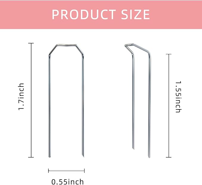 100 pcs 1.7 inch Long Silver Floral Pins，Floral U Pin Fern Plant Pin，Greening Pins for Straw Wreaths, Bouquet Plants, Fern Moss & Craft Projects.