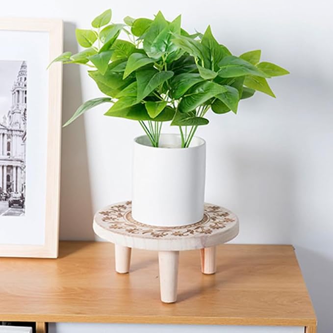 Wooden Mid Modern Plant Stand Potted Plants Riser Shelf for Balcony and Home Decor Decorative Holder for Indoor and Outdoor Use