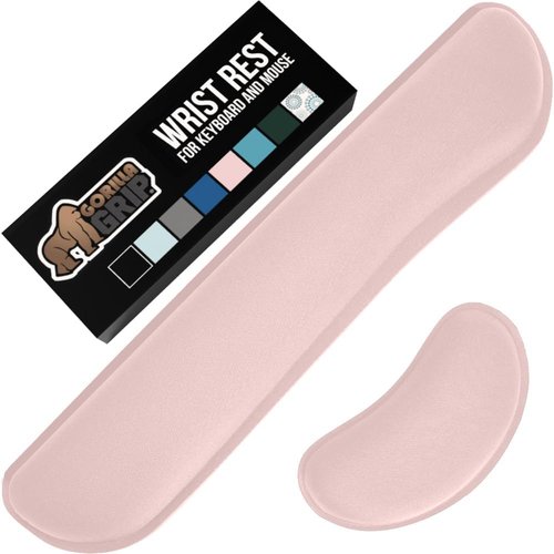 GORILLA GRIP Silky Gel Memory Foam Wrist Rest - Ergonomic Typing Pain Relief | 2-Piece Set in Light Pink