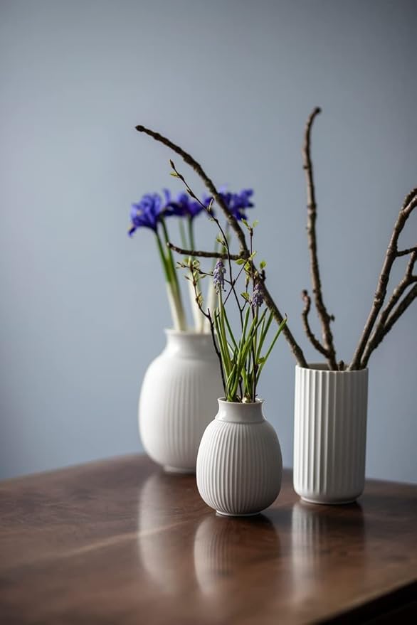 Lyngby Porcelain Vase, White, 9.8" H x 5.9" D, Designed by Karakter Copenhagen, Gift Box Included