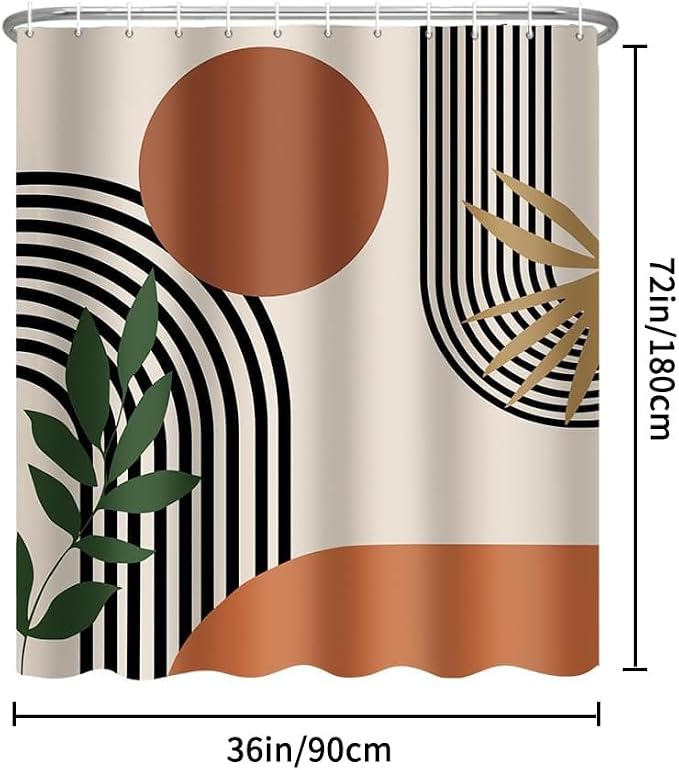 Stall Boho Shower Curtain for Bathroom Mid Century Modern Bohemian Abstract Geometric Fabric Waterproof Bathroom Shower Curtains Set 36x72 Inch