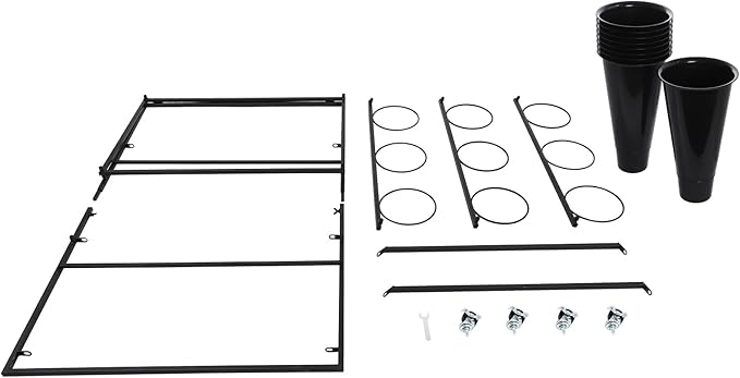DYRABREST Flower Display Stand with Buckets, Black 3 Layers Metal Plant Stand with 9 Pieces Buckets, Moving Florist Bouquet Shelf for Fresh Flower Shop, for Patio Garden, Outdoor Flower Pop-Up Events