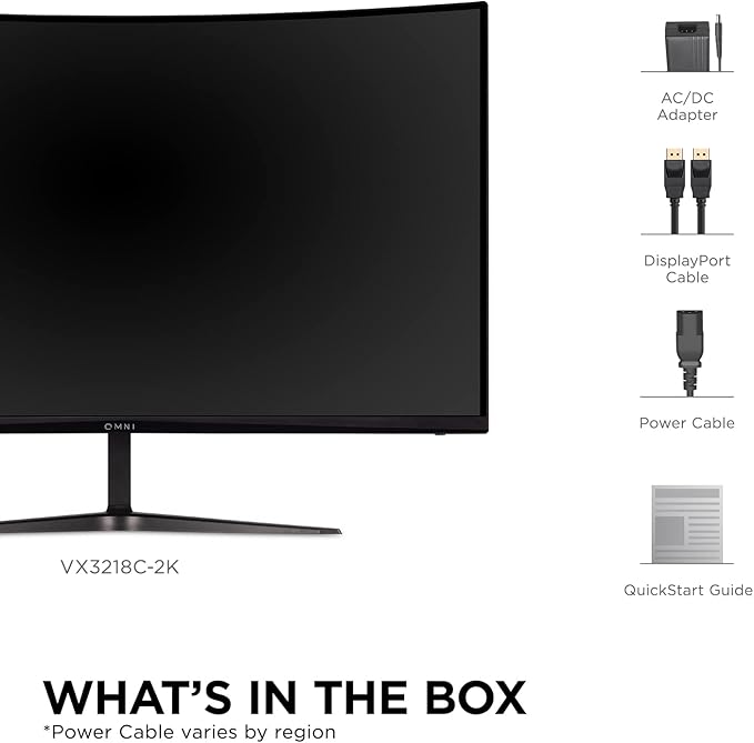 ViewSonic VX3218C-2K 32 Inch Curved 1440p 1ms 180Hz Gaming Monitor with AMD FreeSync Premium, Eye Care, HDMI and Display Port
