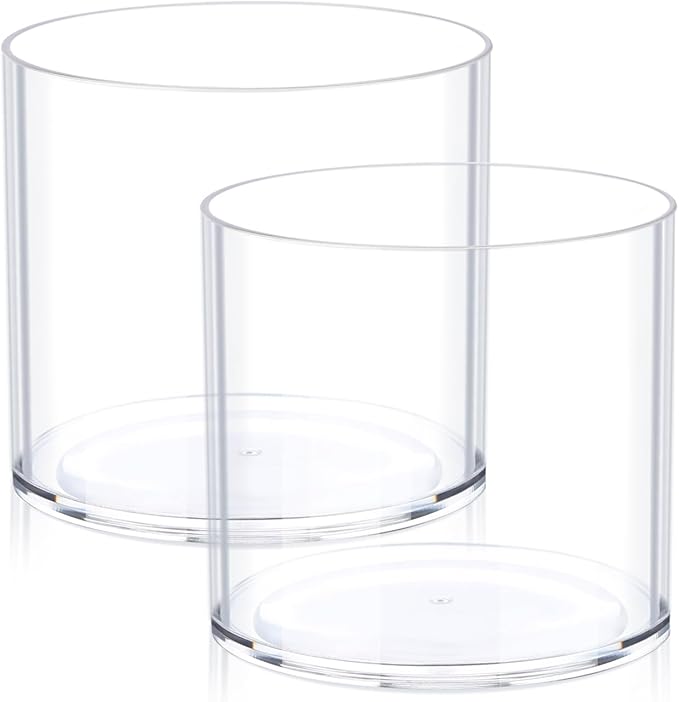 JYPS Flower Clear Vase Centerpiece for Home 1-Set of 2 Sizes, Wedding Party, Plastic Clear Cylinder Wide Vase for Flowers, Decorative Wide Mouth Vase for Decor, Centerpieces, Large Clear Container