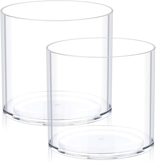 JYPS Flower Clear Vase Centerpiece for Home 1-Set of 2 Sizes, Wedding Party, Plastic Clear Cylinder Wide Vase for Flowers, Decorative Wide Mouth Vase for Decor, Centerpieces, Large Clear Container