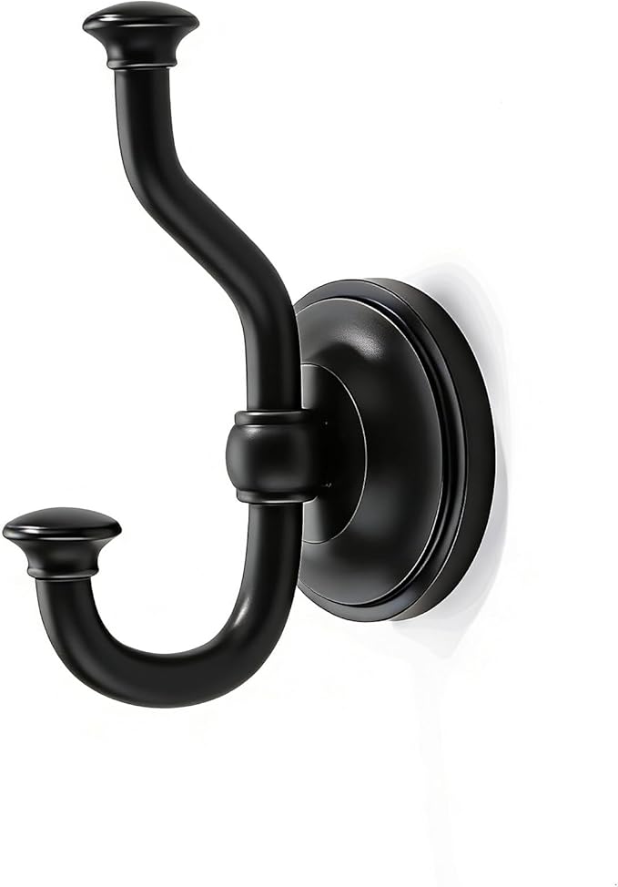 khtumeware 1 Pack 4-1/2 inch Zinc Alloy Vintage Wall Black Large Coat Hooks Suitable for Tile, Wood Board, Glass Walls, Bathroom, Entrance Hall, Kitchen, Multi-Functional Robe Hooks