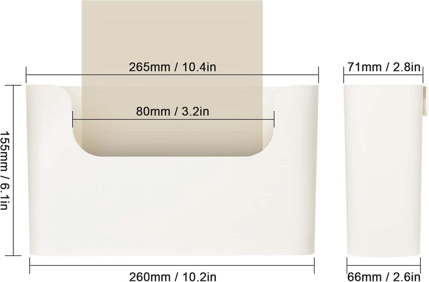 YOHOM Wall-Mounted File Holder - No Drilling Adhesive Organizer for Mails & Magazines | White, Single Pocket