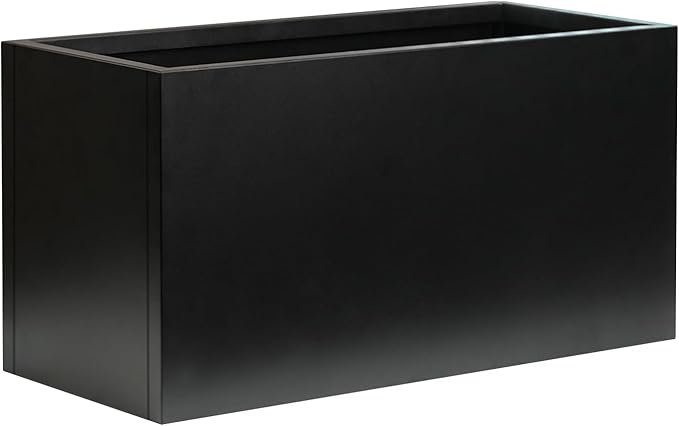 Black Planter Box Galvanized Steel Metal Planter Rectangular Indoor Large Outdoor Planters Steel Metallic Heavy Flower Pot 36In x 12In x 16In Commercial Residential for Patio, Backyard, Garden