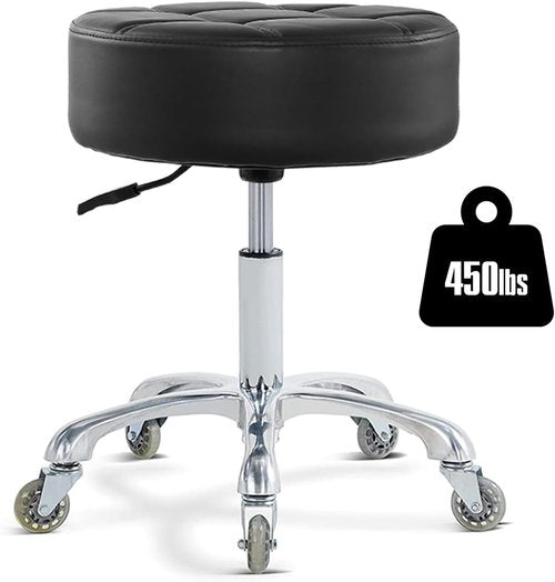 Ainilaily Rolling Stool - Adjustable Height Massage & Tattoo Chair with Heavy-Duty Swivel | Black