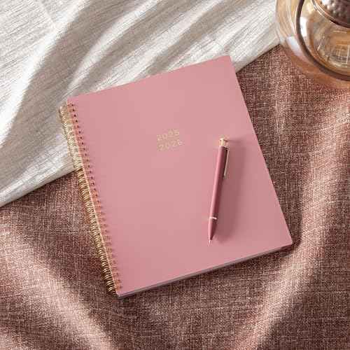 Blue Sky 17 Month 2025-2026 Weekly and Monthly Academic Year Planner Calendar, August 2025 - December 2026, 8.5" x 11", Flexible Cover, Wirebound, Laminated Tabs, Dusty Rose