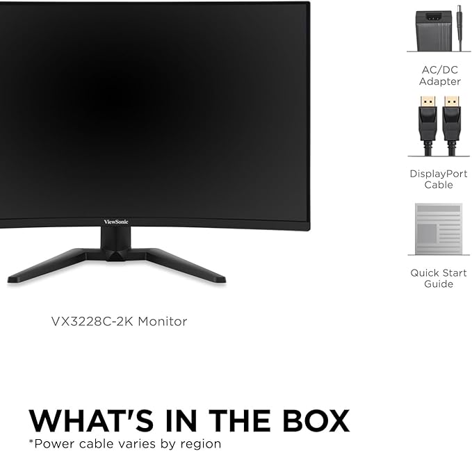 ViewSonic VX3228C-2K 32 Inch 1440p Curved Gaming Monitor with 1ms, 180Hz, FreeSync, Eye Care, HDMI, and DisplayPort Inputs