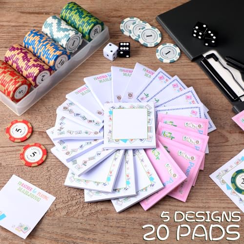 Gueevin 20 Pcs Mahjong Sticky Notes Pads Mah Jong Lovers Gifts for Christmas Birthday Mahjong Party Decorations Supplies(Classic)