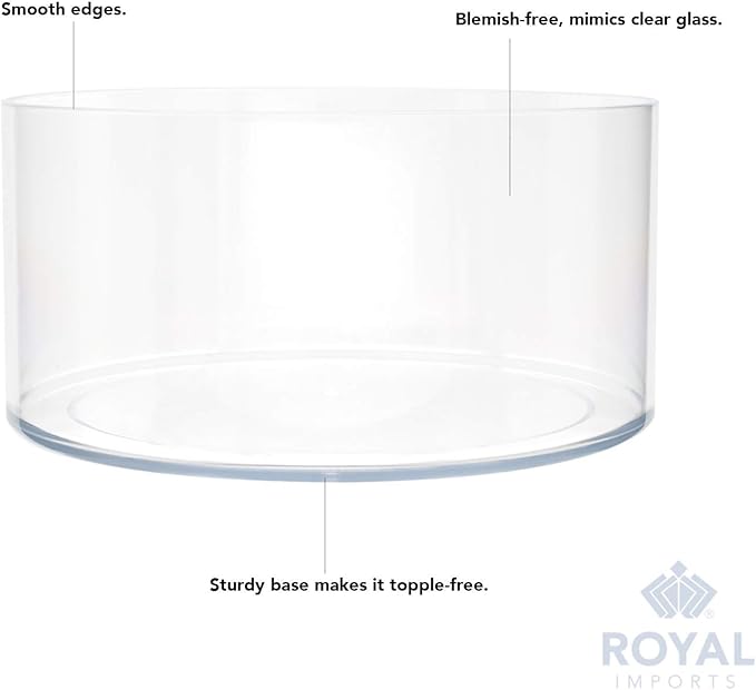 Royal Imports Flower Vase Acrylic Cylinder - Decorative Centerpiece for Home or Wedding - Non Breakable Plastic, 8"X4" Short Round - Clear