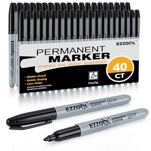 Black Permanent Markers Bulk, 40 Packs Fine Tip Permanent Markers, Waterproof Markers, Premium Smear Proof Pens, Quick Drying,