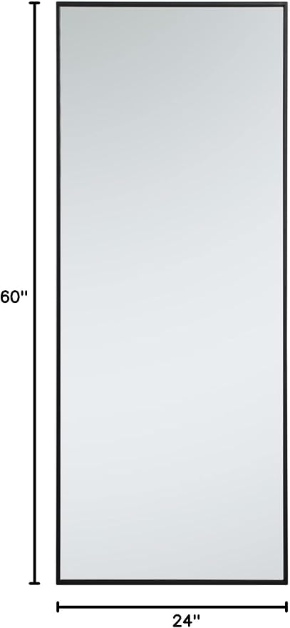 Elegant Decor Eternity 60" x 24" Contemporary Metal Frame Mirror in Black