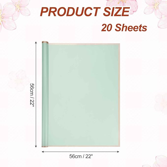 MECCANIXITY Flower Bouquet Wrapping Paper, 56cm/22 Inch Waterproof Floral Wrapping Paper for Flower Bouquet DIY Gift, Wedding, Birthdays, Valentine's Day, Pack of 20(Light Green)