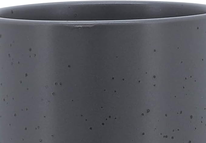Ceramic Planter with Wood Stand - 5 Inch Matte Gray Unpatterned Indoor Flower Pot and Succulent Plant Pot with Drainage Hole, 1 Pack