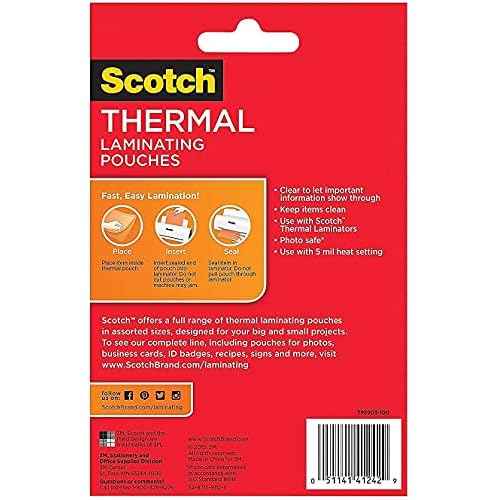 Scotch Thermal Laminating Pouches 5x7-inch, 5 Mil., Clear 100/PK