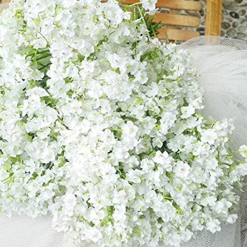 Bringsine Baby Breath Gypsophila White Fake Artificial Flowers for Arrangements DIY, Wedding Bridal Bouquets, Centerpieces Party Home Decorations- 20PC