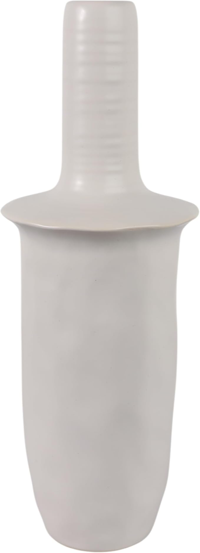 Ceramic Flower Vase for Living Room Decor – Elegant Tall Home and Office Vase with Unique Flared Top Perfect for Fresh Florals – A Modern Centerpiece for House, Bedroom, and Tabletop – 19" Ivory