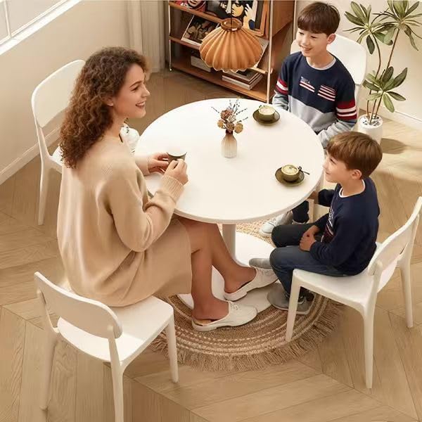 Round White Dining Table Modern Kitchen Table with Pedestal Base in Tulip Design, Mid-Century Leisure Table for 2 to 4 Person，for Kitchen, LivingRoom, Office, Cafe (23.6 x 23.6 x 28.7 inches)