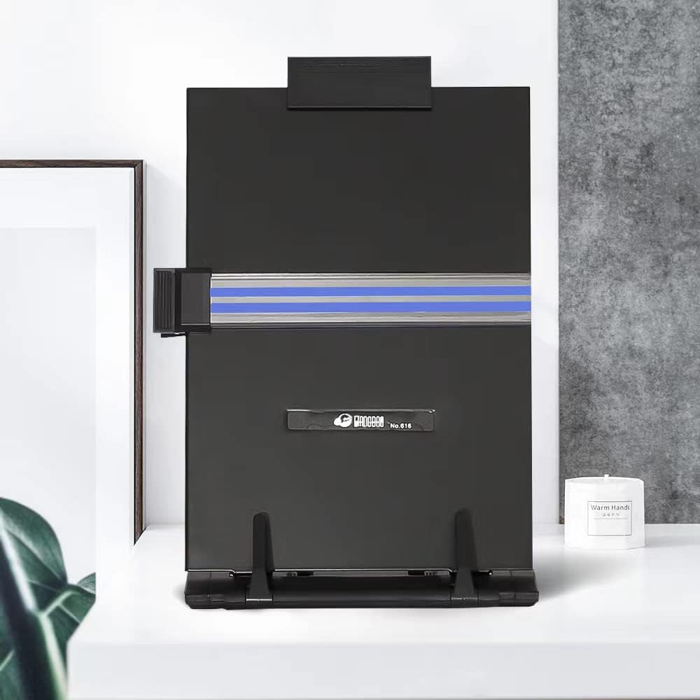 Skiennix Desktop Document Holder Stand - 7 Adjustable Positions for A4 & Letter Size | Black Metal Organizer