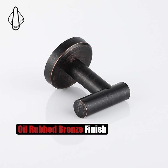 JQK Bathroom Towel Hook Oil Rubbed Bronze, 304 Stainless Steel 0.8mm Coat Robe Clothes Hook for Bathroom Kitchen Garage Wall Mounted (Pack of 4), TH100-ORB-P4
