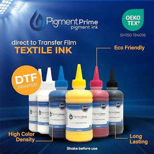DTF Ink Premium 6 x 250 ml Heat Transfer Ink kit for Conversion Refill for Print Head L1800, R2400, L800, 1430, P400, P800, R2000, XP-15000 All DTF Printers (White Cyan Magenta Yellow Black)