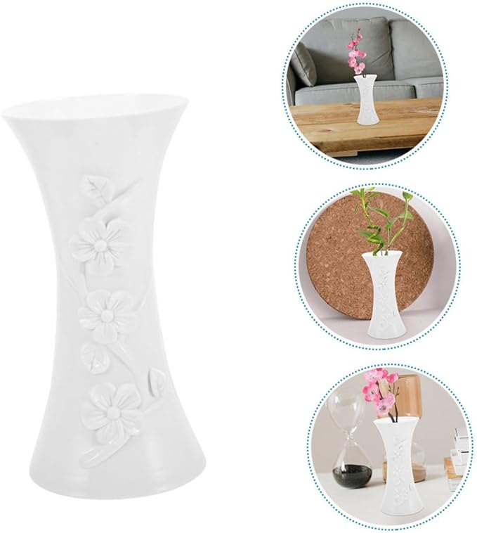 Angoily 3pcs Minimalist Plastic Flower Vases White Nordic Style Compact Lightweight Decorative Floral Arrangement Holders for Home Office Table Centerpiece Hydroponic Display