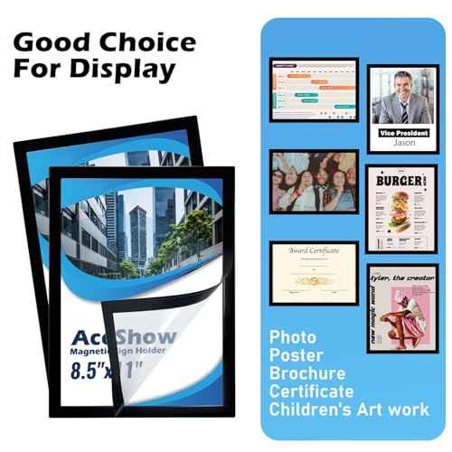 Magnetic Sign Holder - 8.5¡¿11" Wall Mounted Self-Adhesive Magnetic Paper Holder,Transparent Wall Display Frame with Black Edge,Suitable for Office, Store, Mall, Home (6pack)