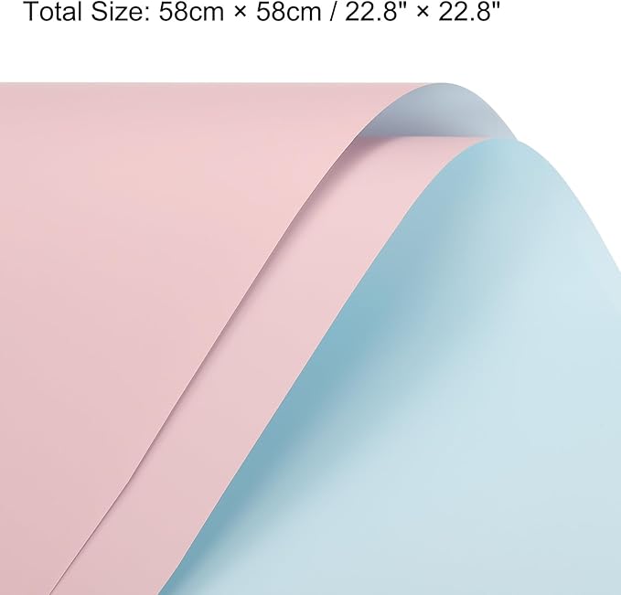 MECCANIXITY 20 Pcs Double Sided Color Flower Wrapping Paper Light Pink+Light Blue 22.8"x22.8" Waterproof for Florist Bouquet Supplies, DIY Crafts, Gift Box Packaging