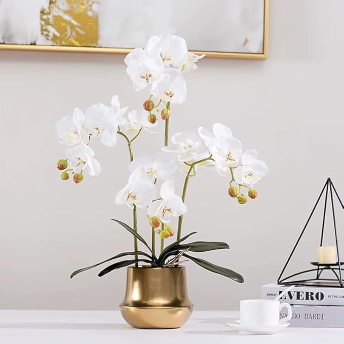 Brass Gold Plant Pot Indoor Planter Small Flower Pot 6 inch Ceramic Plant Flower Pot Container Decorative Gold Pots for All House Plants ,Succulents,Flowers and Cactus, Small 5.9‘’