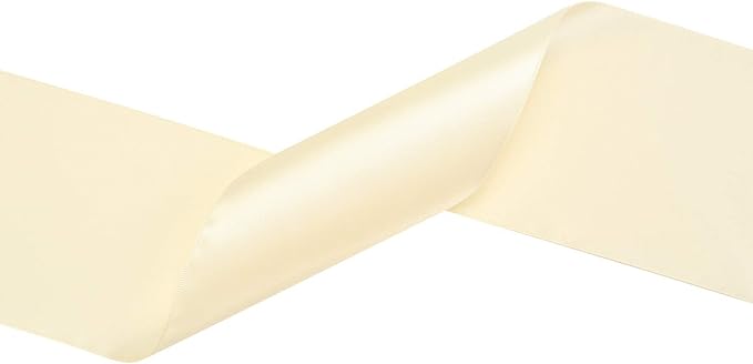 YAMA Double Face Satin Ribbon Roll - 4 inch Wide Solid Color Craft Ribbon, Great for Chair Sash,Making Bow, Sewing and Wedding Bouquet- 5 Yard/Spool, Ivory