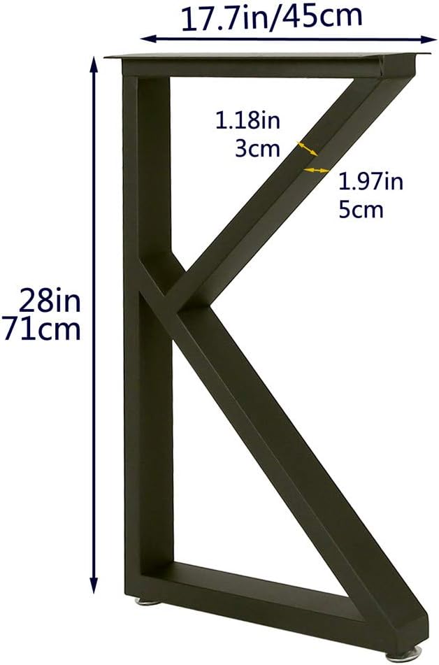 TIEOU Metal Legs for Table K Shape 28" H Tall Industrial Black Table Legs Heavy Duty Metal Desk Legs Set of 2(Without Boards)