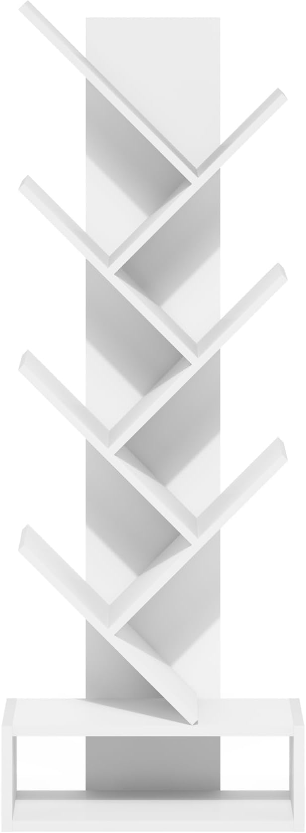 Furinno Tree Book Shelf, 7-Tier Bookshelf, Tree Bookcase with Bottom Shelf, 8.4 x 16.9 x 46.2, for Living Room, Bedroom, Home Office, White