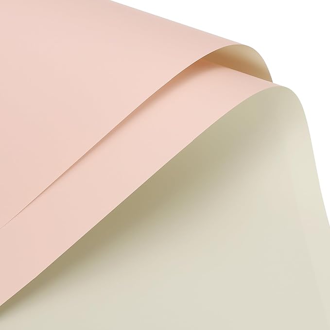 MECCANIXITY 10 Pcs Double Sided Color Flower Wrapping Paper Milk White+Pink 22.8"x22.8" Waterproof for Florist Bouquet Supplies, DIY Crafts, Gift Box Packaging