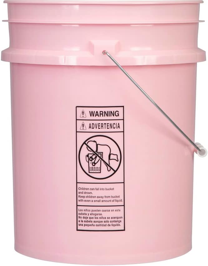 House Naturals 5 Gallon Pink Food Grade BPA Free Made in USA Plastic Storage Bucket with Lid Cover (Pack of 3) (with Scarlet Red Screw on Airtight Lids)