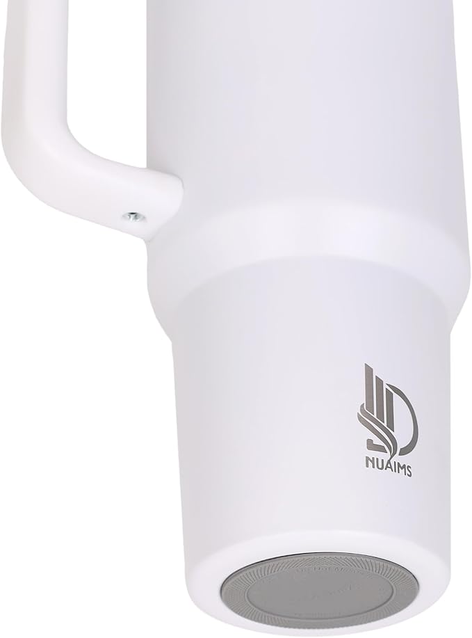 40oz Insulated Tumbler with Handle, Leakproof Straw Lid & Carry Handle - Double Wall Vacuum Insulation Keeps Ice 24 Hours, BPA Free Stainless Steel Water Bottle (Grayish)