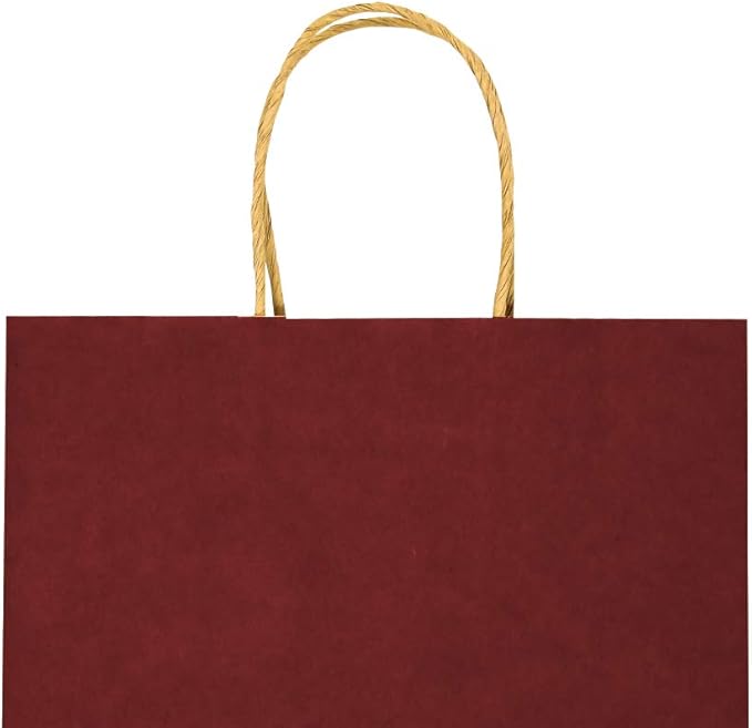 bagmad 100 Pack 5.25x3.25x8 Inch Small Red Gift Paper Bags with Handles Bulk, Kraft Bags, Craft Grocery Shopping Retail Party Favors Wedding Business Sacks (Red, 100pcs)