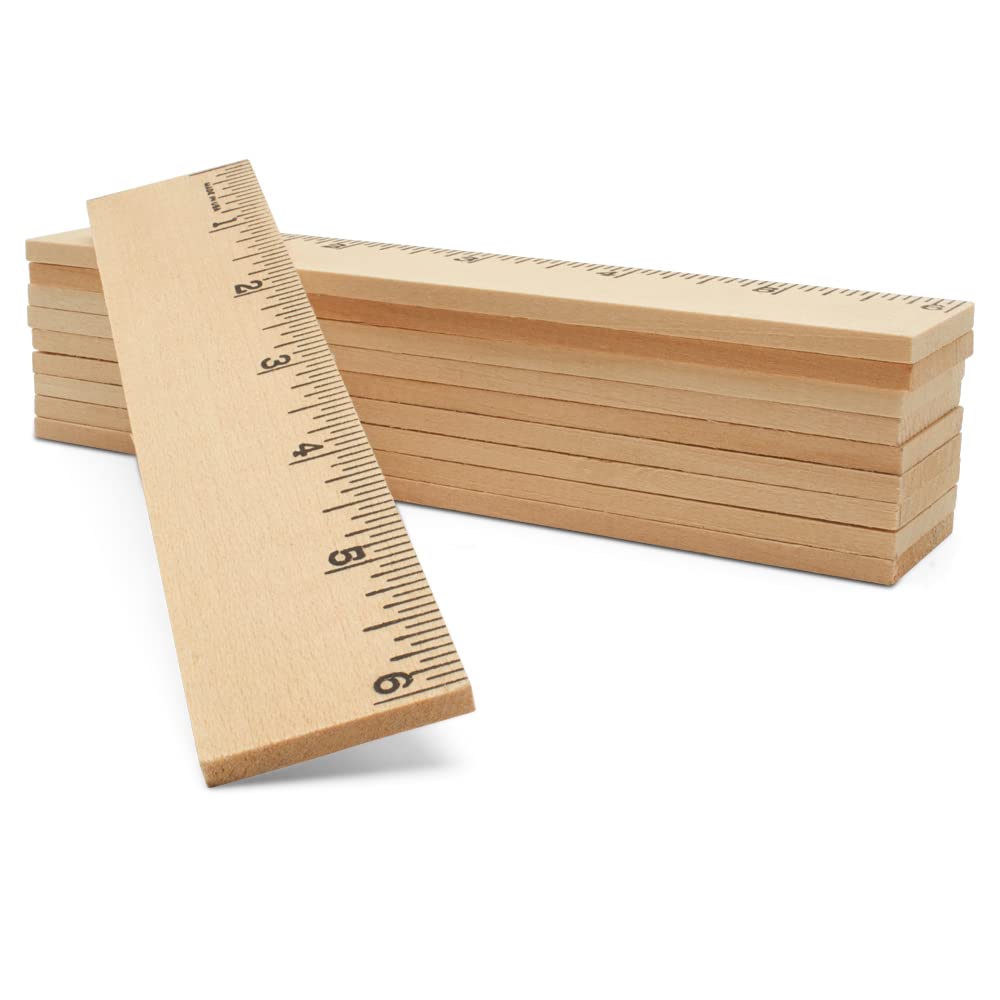 Woodpeckers 6-Inch Wooden Rulers - Pack of 5 for School, Crafts, and Educational Use