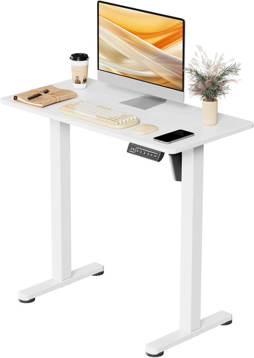 JOY Worker Electric Standing Desk - Height Adjustable Sit to Stand Workstation, 31.5" x 15.75", White