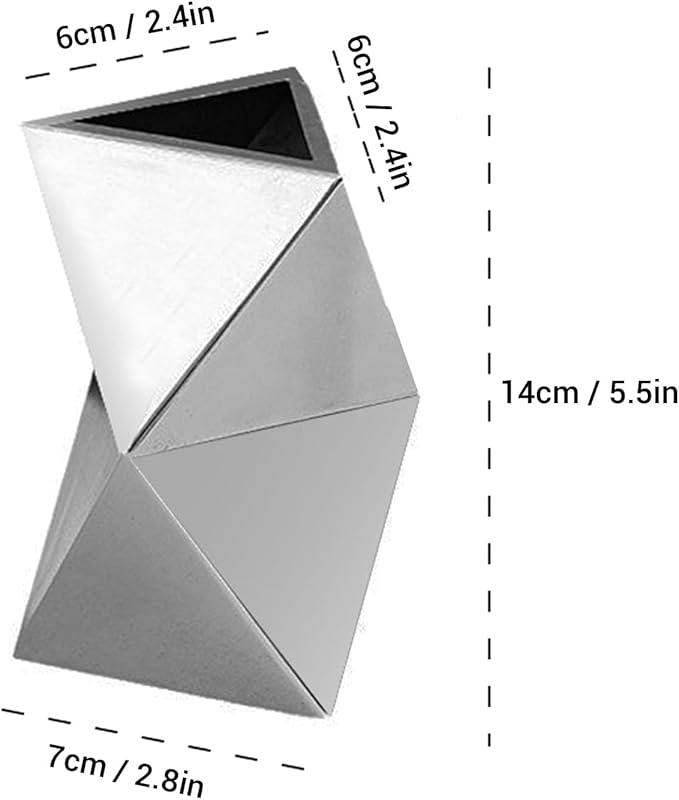 304 Stainless Steel Vase Compact Exquisite Craft Rhombus Design Modern Tabletop Flower Vase for Home Living Room Dinning Room Studio