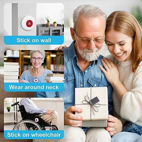 CallToU Caregiver Pager Call Button Elderly Wireless Call Button Vibration Pager Nurse Calling Alert System for Home Elderly Disabled Patient 2 Transmitters 1 Plug-in Receiver