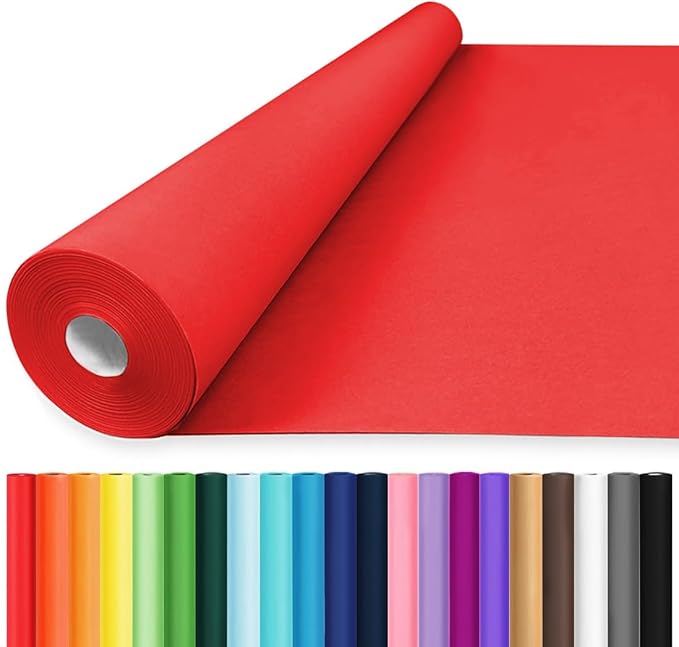 Vanhench 24"x1500" (125') Red Wrapping Paper, Solid Color Art Kraft Craft Paper for Mother's Day Gifts Bouquet Flower Crafts Packing Poster, Red Poster Bulletin Board Paper